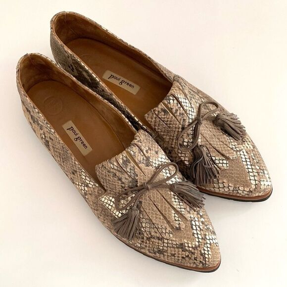 Paul Green Shoes - Paul Green Snakeskin Print Leather Loafers Supper Soft Preppy Academia Chic US 9